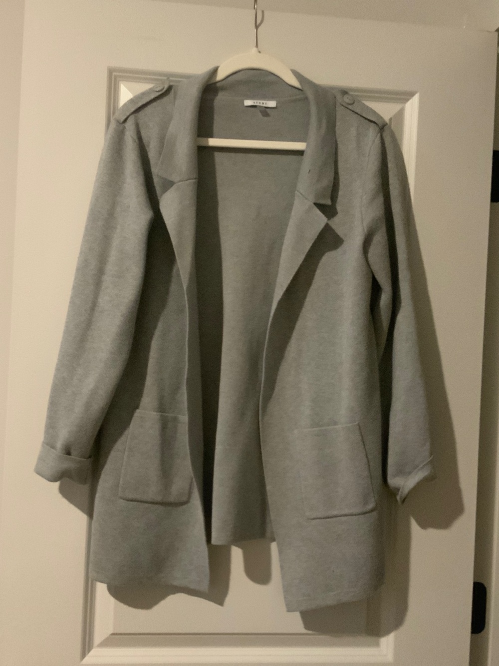 Sioni Light Gray Open-Front Blazer Jacket